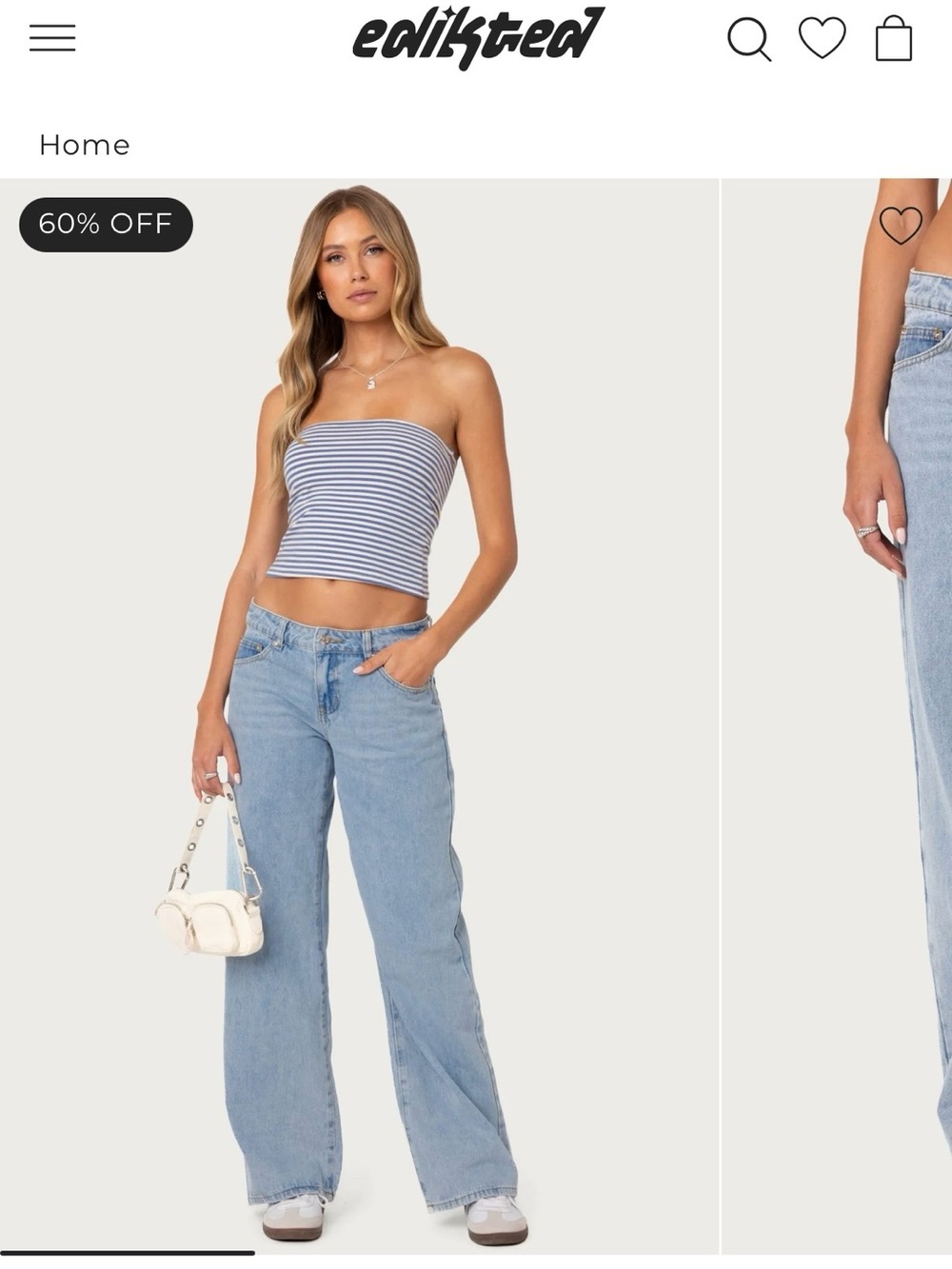Edikted light wash wide leg jeans